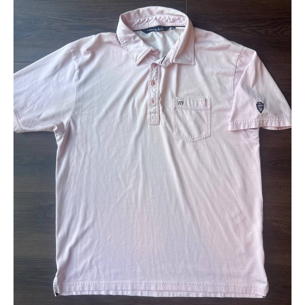 TravisMathew Mens XL Pink Short Sleeve Golf Polo Scioto Country Club Ohio Logo